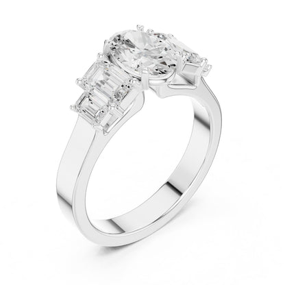 Oval Three Stone Lab Grown Diamond Engagement Ring
