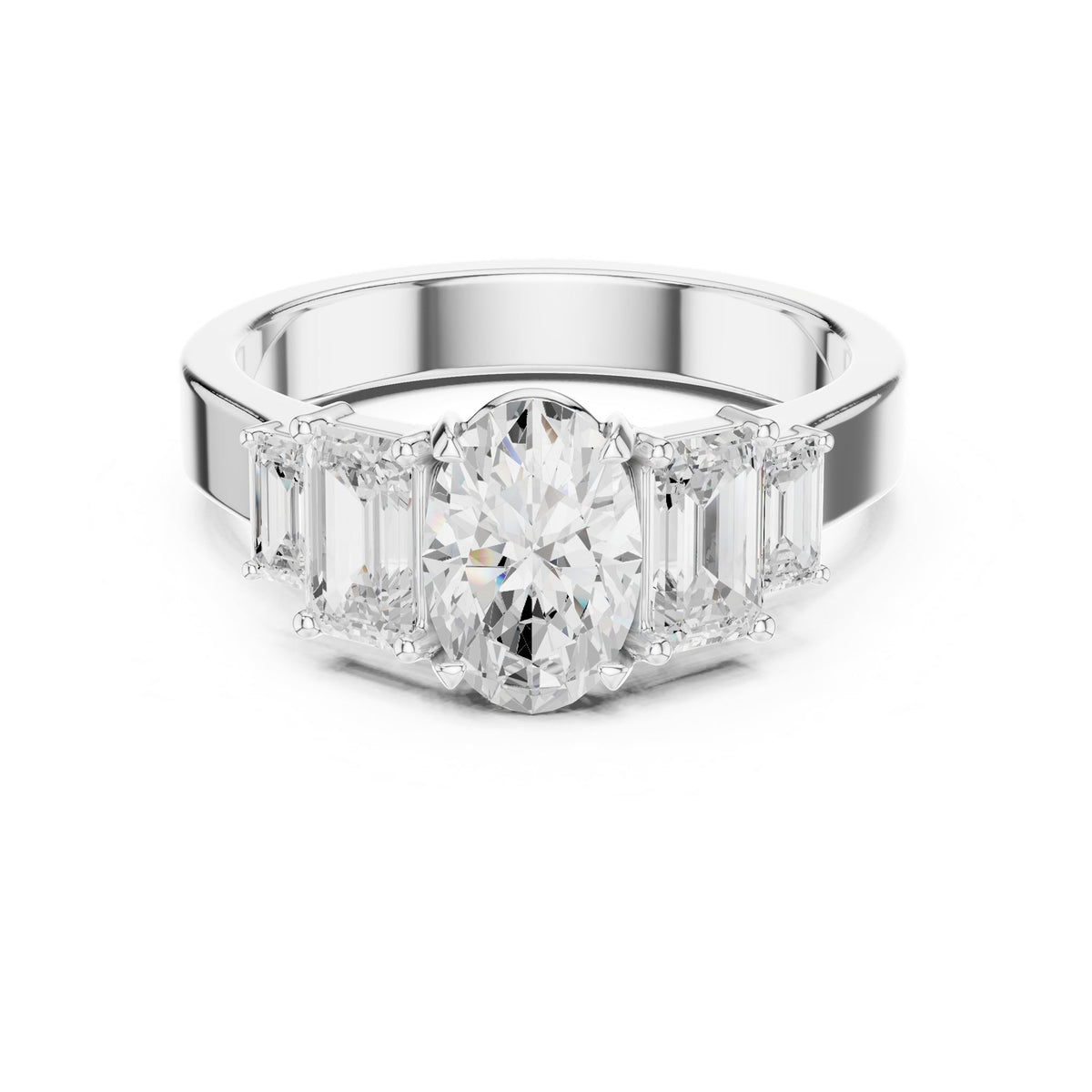 Oval Three Stone Lab Grown Diamond Engagement Ring
