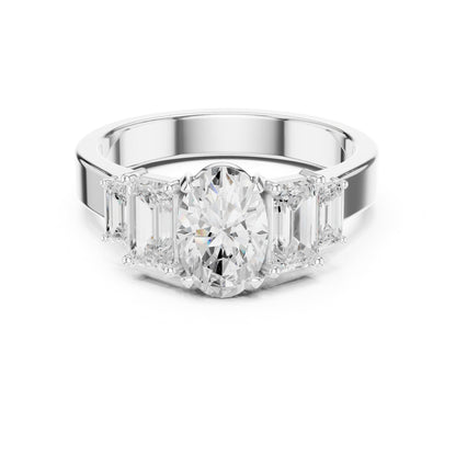 Oval Three Stone Lab Grown Diamond Engagement Ring