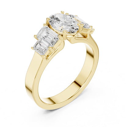 Oval Three Stone Lab Grown Diamond Engagement Ring