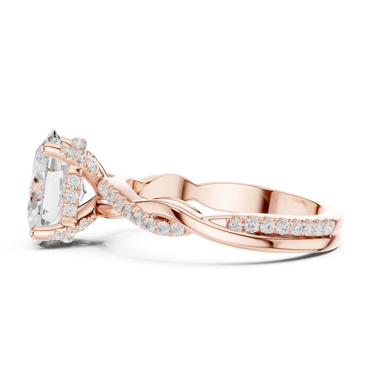 Oval Twist Lab Grown Diamond Engagement Ring