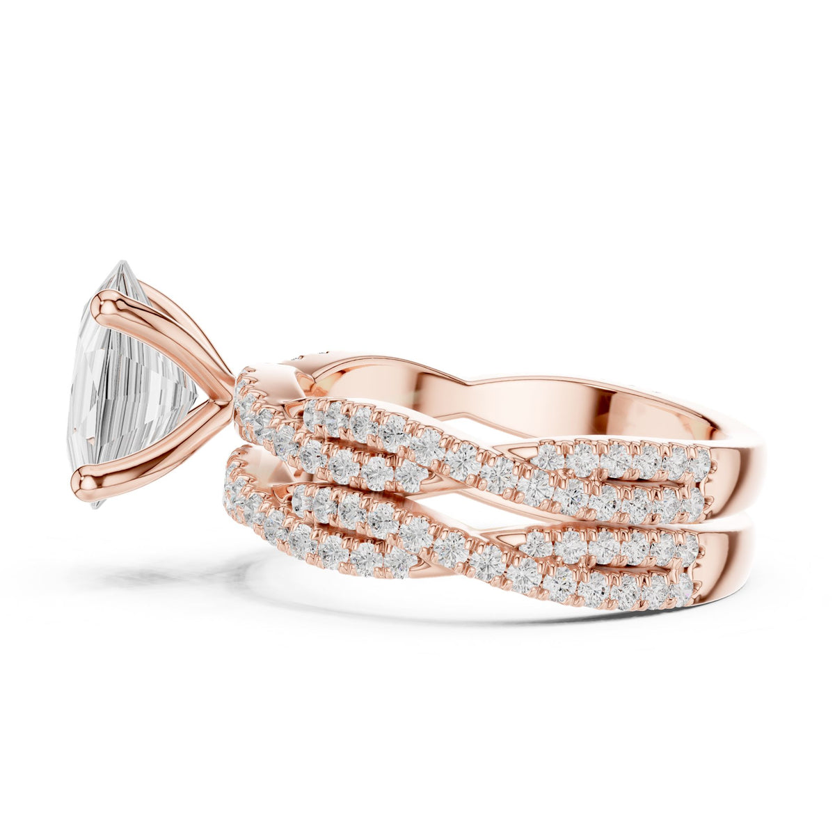 Oval Twist Lab Grown Diamond Engagement Ring