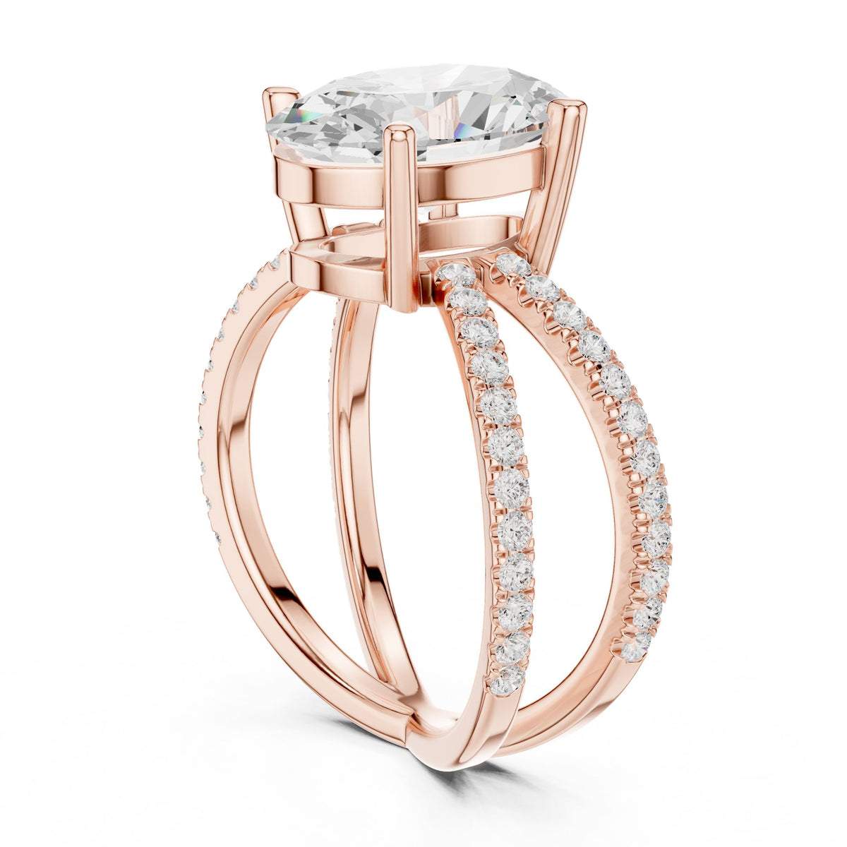 Oval Twist Lab Grown Diamond Engagement Ring