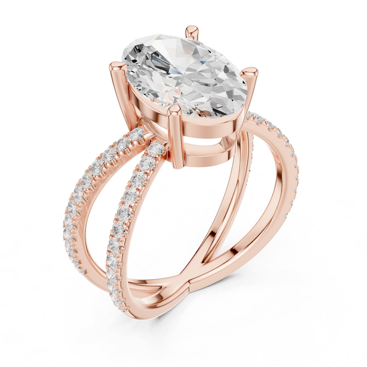 Oval Twist Lab Grown Diamond Engagement Ring