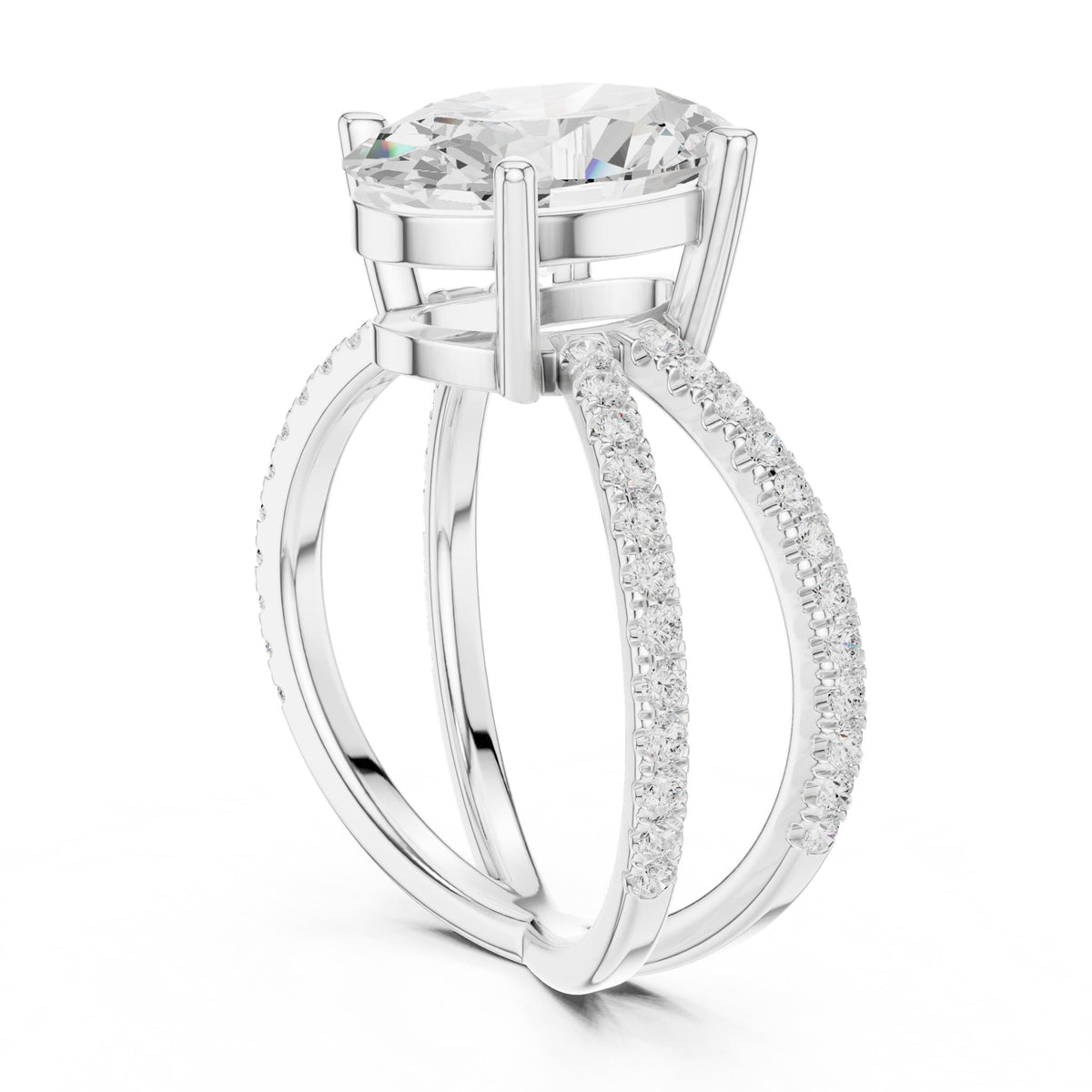 Oval Twist Lab Grown Diamond Engagement Ring