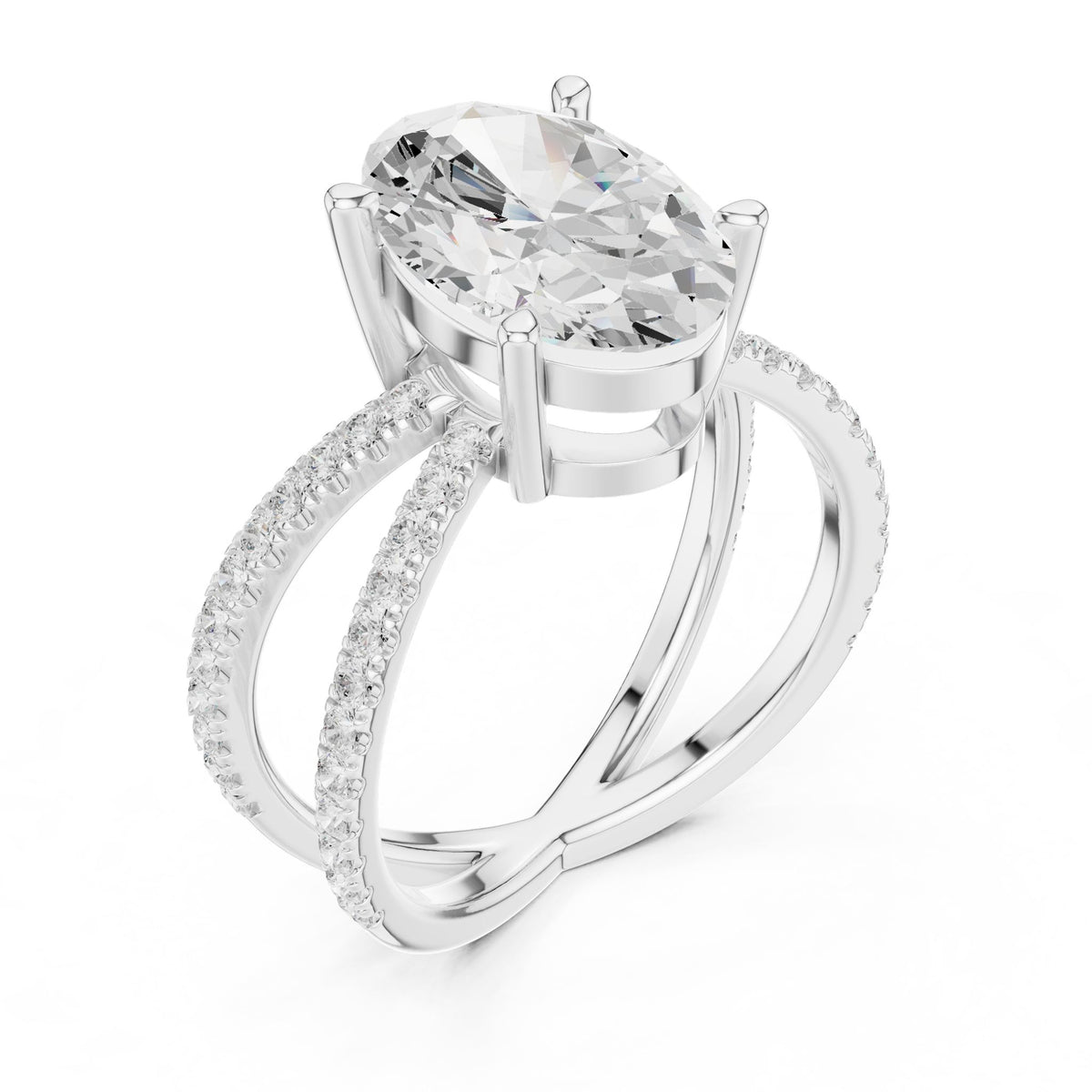 Oval Twist Lab Grown Diamond Engagement Ring