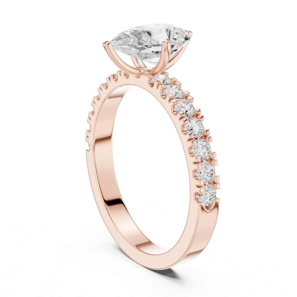 Pear Accented Lab Grown Diamond Engagement Ring