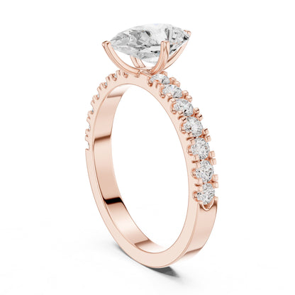 Pear Accented Lab Grown Diamond Engagement Ring