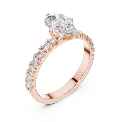 Pear Accented Lab Grown Diamond Engagement Ring