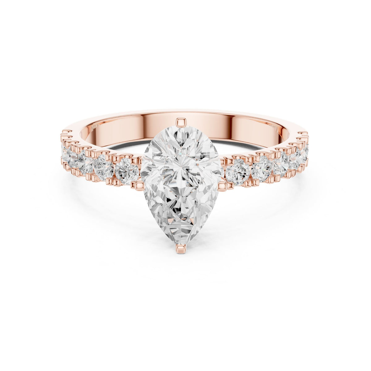Pear Accented Lab Grown Diamond Engagement Ring