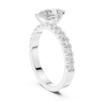 Pear Accented Lab Grown Diamond Engagement Ring