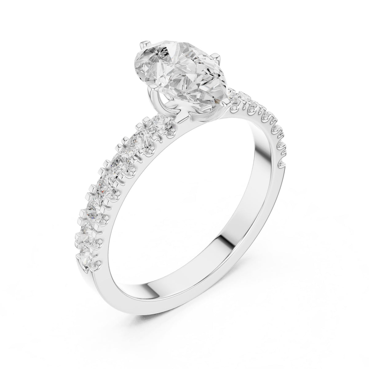 Pear Accented Lab Grown Diamond Engagement Ring