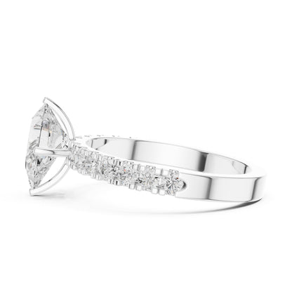 Pear Accented Lab Grown Diamond Engagement Ring