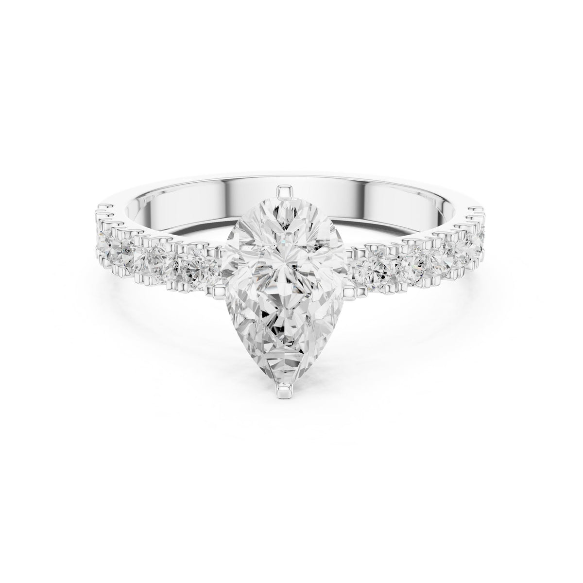 Pear Accented Lab Grown Diamond Engagement Ring