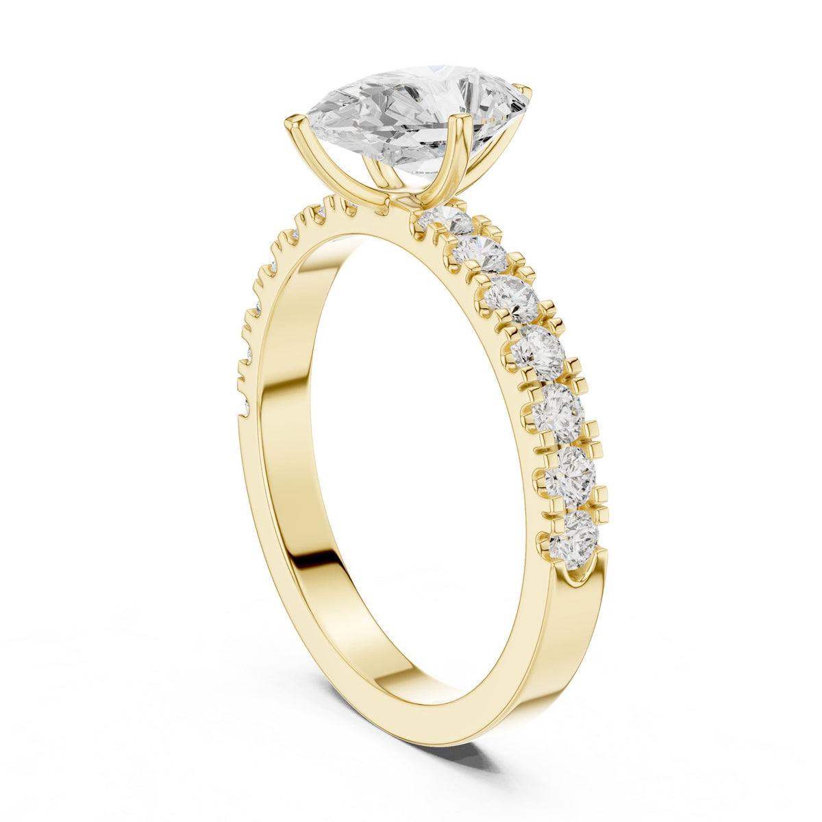 Pear Accented Lab Grown Diamond Engagement Ring