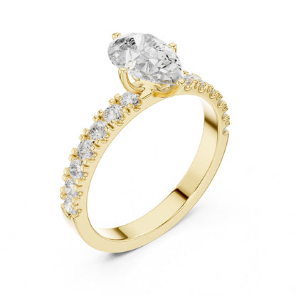 Pear Accented Lab Grown Diamond Engagement Ring
