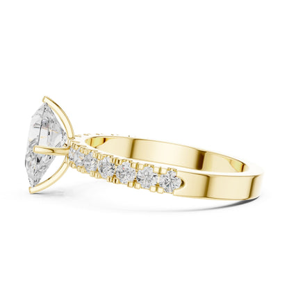 Pear Accented Lab Grown Diamond Engagement Ring