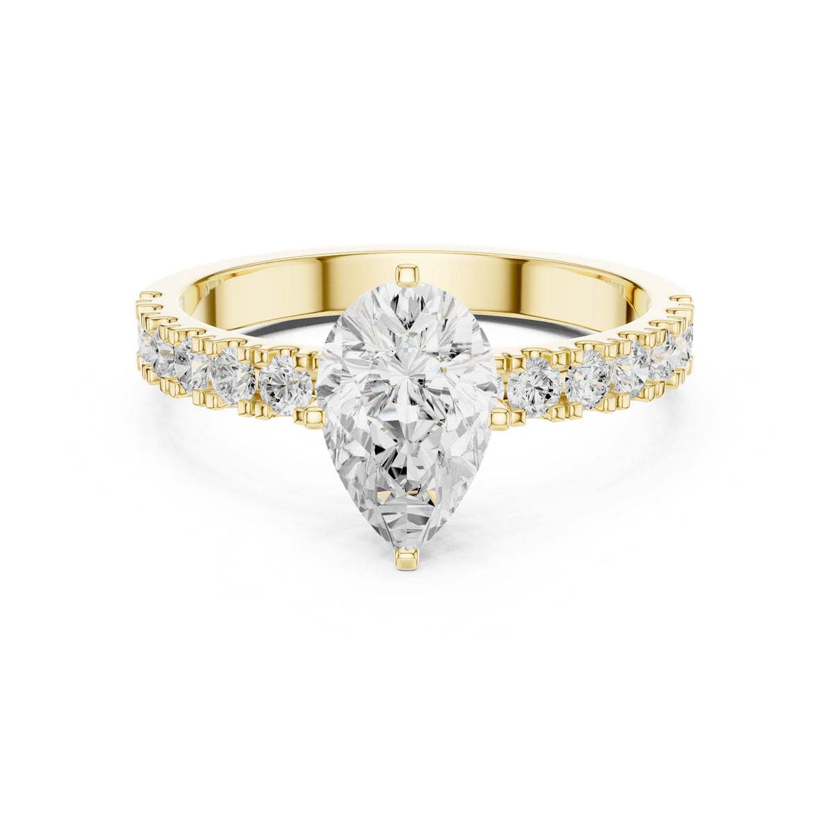 Pear Accented Lab Grown Diamond Engagement Ring