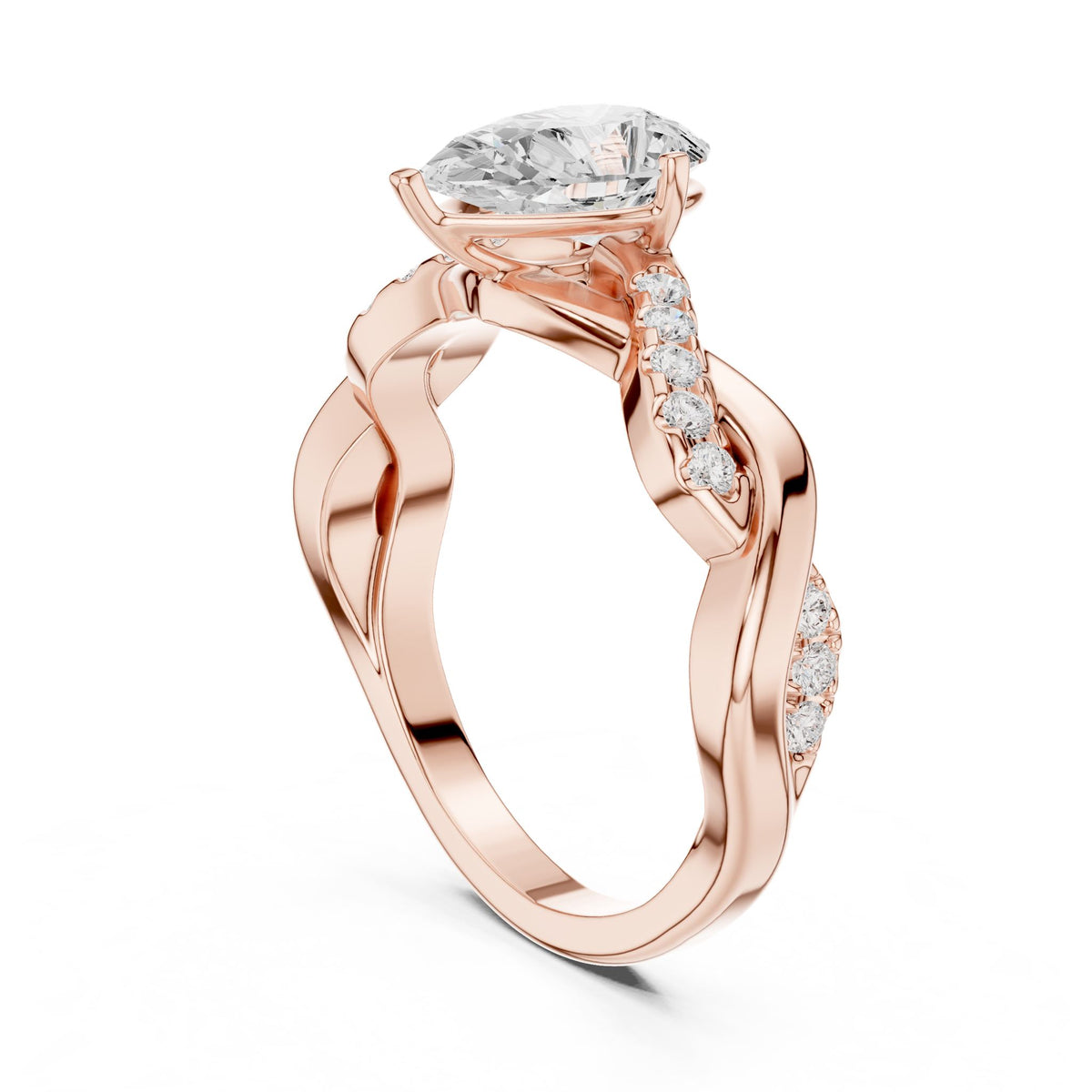 Pear Accented Lab Grown Diamond Engagement Ring