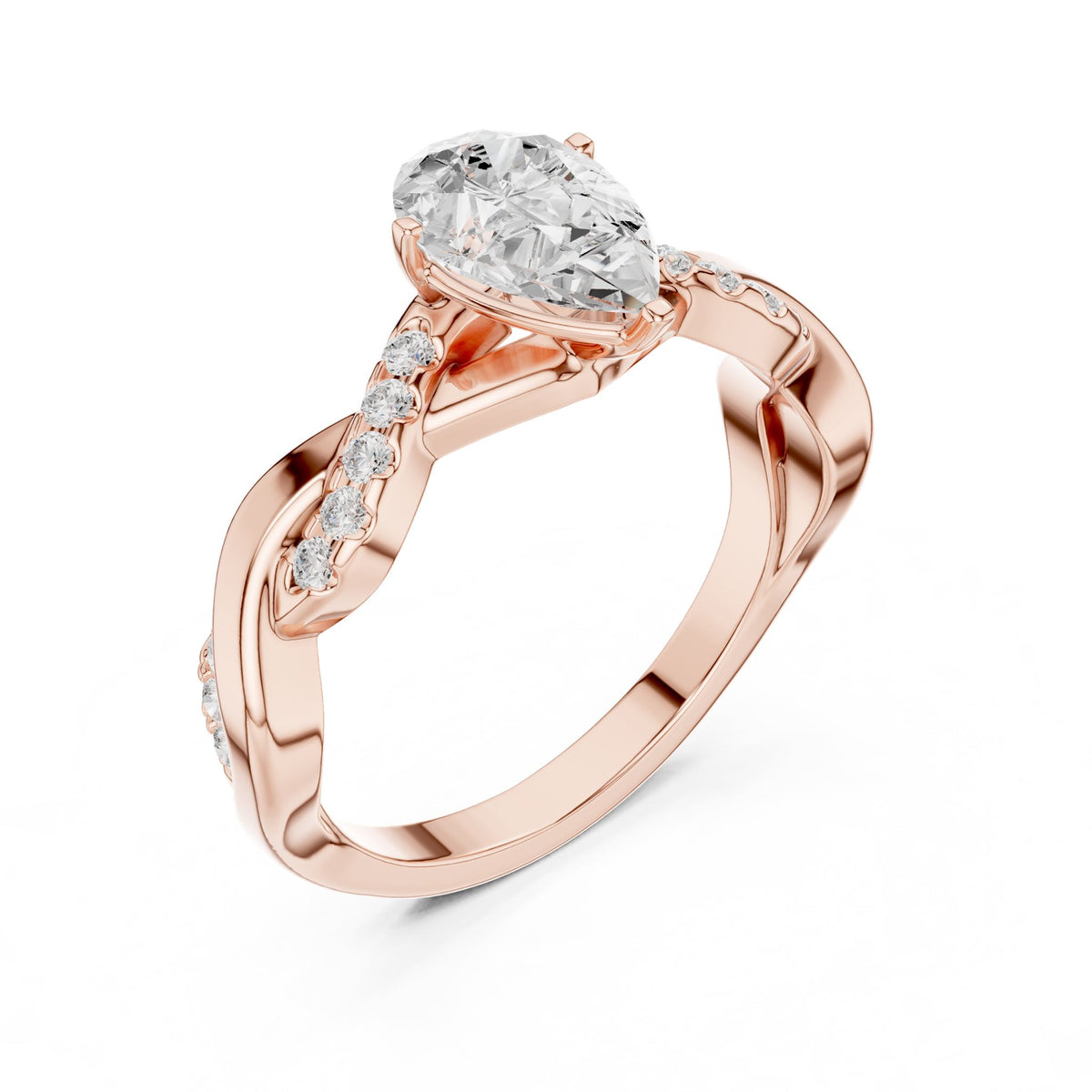 Pear Accented Lab Grown Diamond Engagement Ring