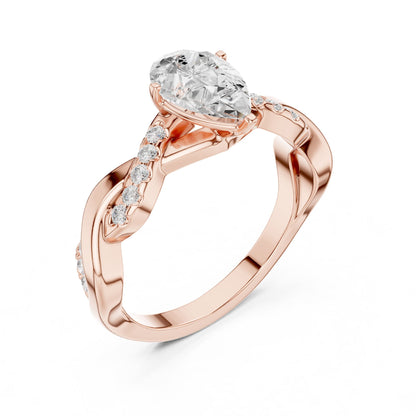 Pear Accented Lab Grown Diamond Engagement Ring