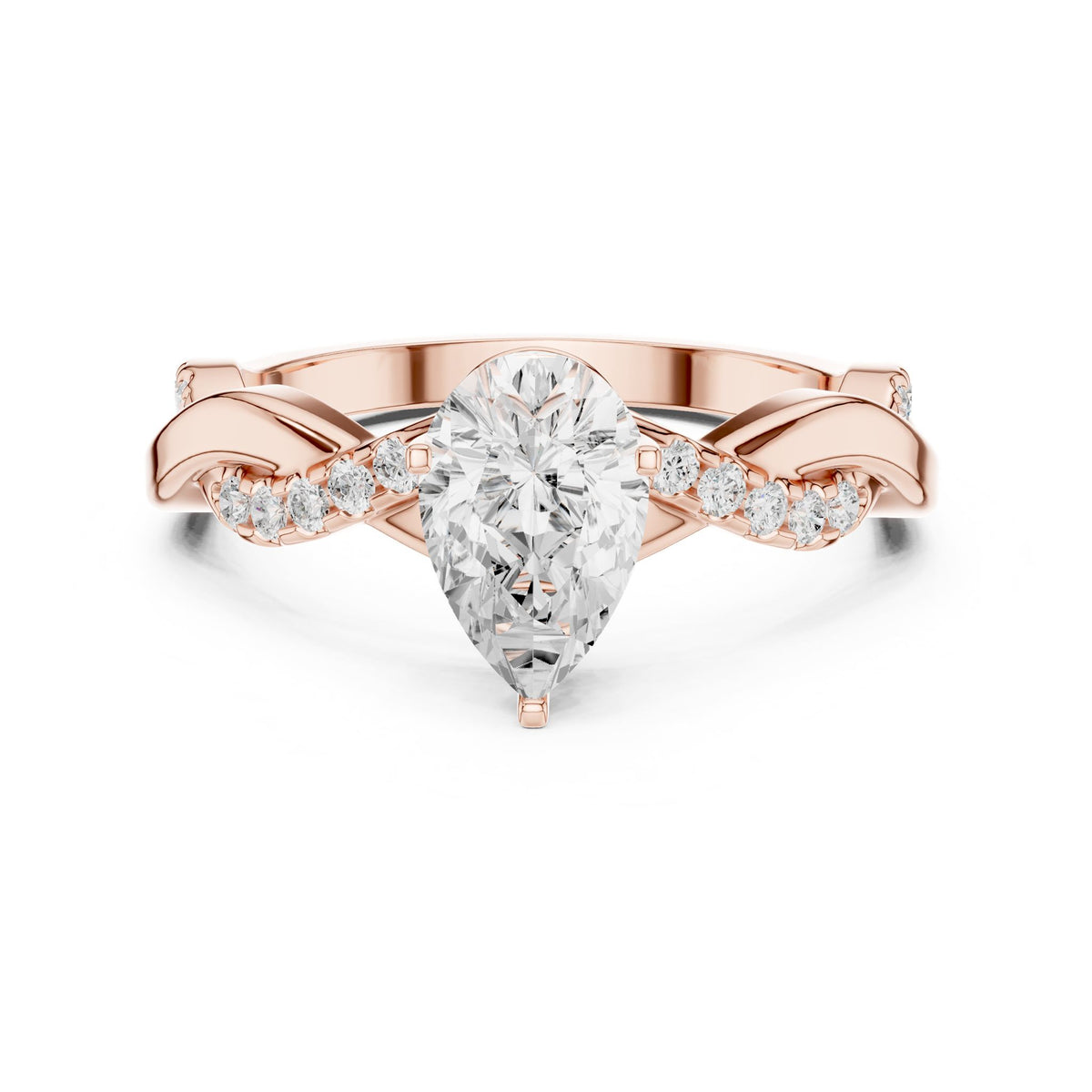 Pear Accented Lab Grown Diamond Engagement Ring