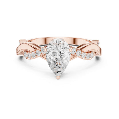 Pear Accented Lab Grown Diamond Engagement Ring