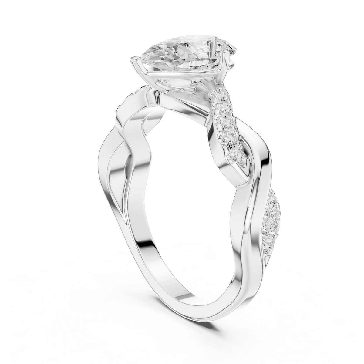 Pear Accented Lab Grown Diamond Engagement Ring