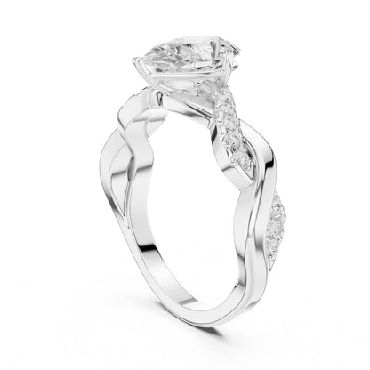 Pear Accented Lab Grown Diamond Engagement Ring