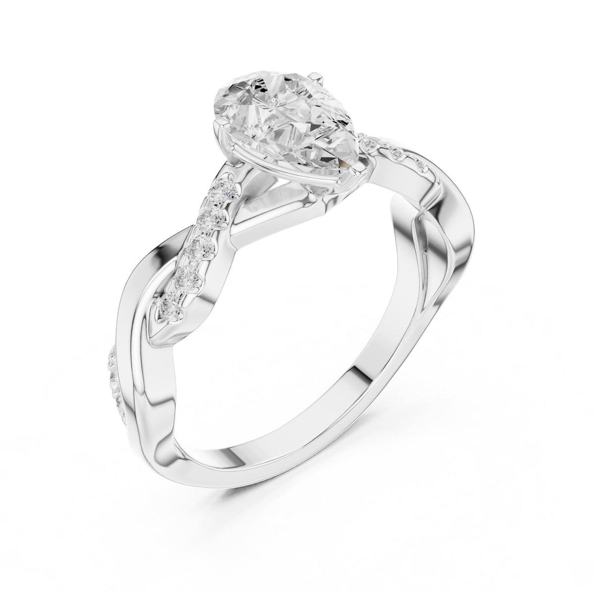 Pear Accented Lab Grown Diamond Engagement Ring