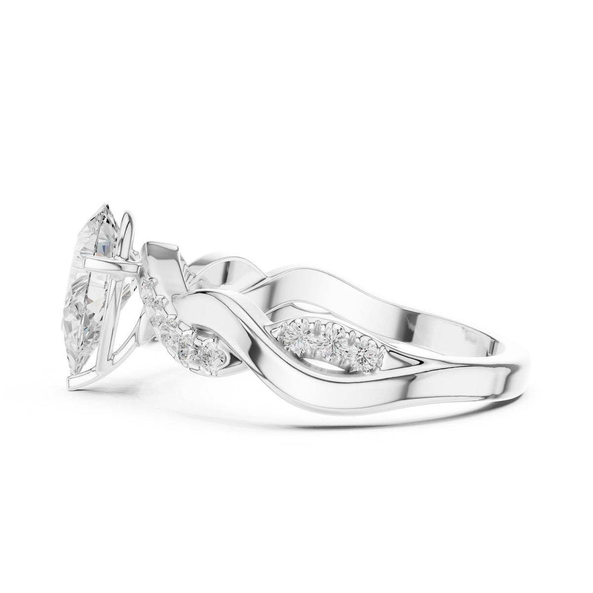 Pear Accented Lab Grown Diamond Engagement Ring