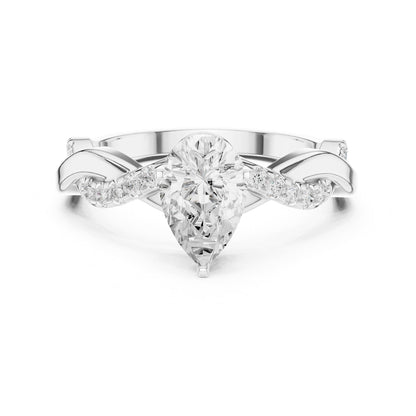 Pear Accented Lab Grown Diamond Engagement Ring