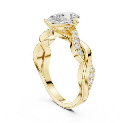 Pear Accented Lab Grown Diamond Engagement Ring
