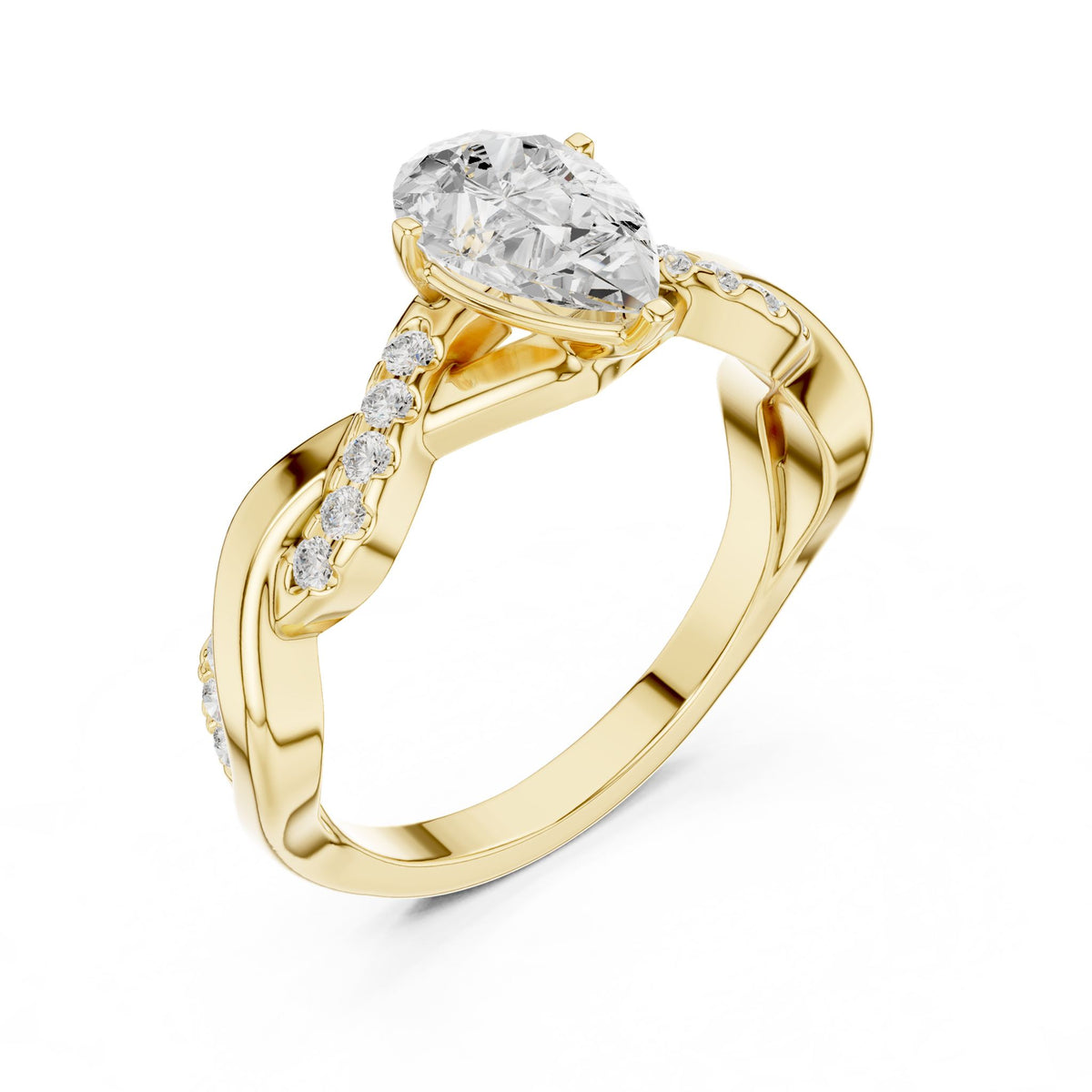 Pear Accented Lab Grown Diamond Engagement Ring
