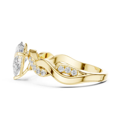 Pear Accented Lab Grown Diamond Engagement Ring