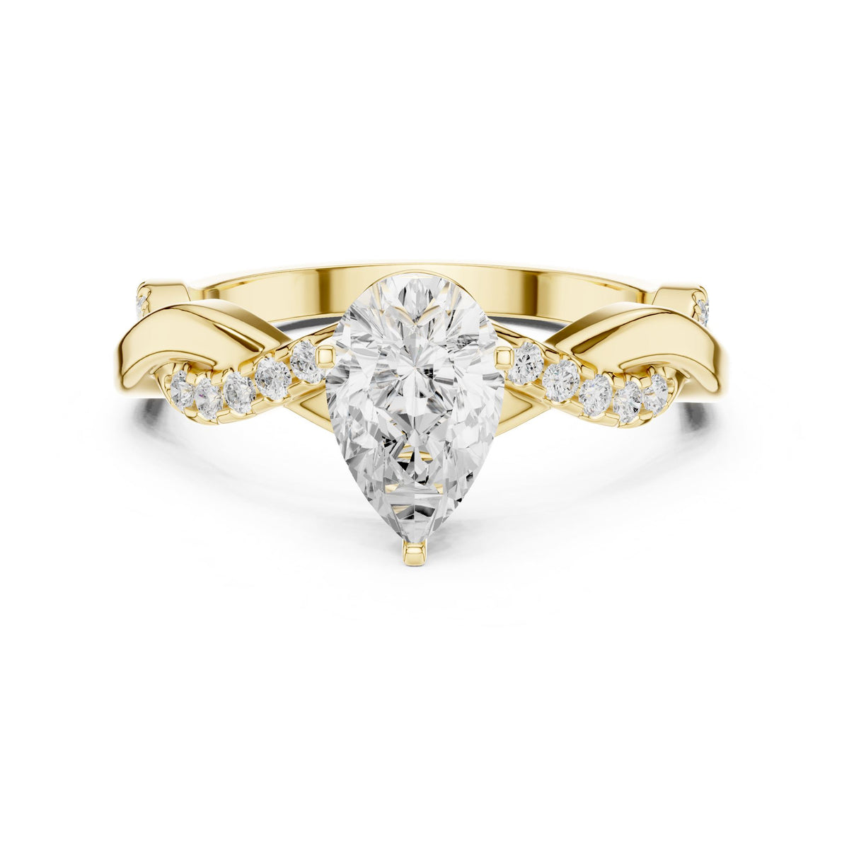 Pear Accented Lab Grown Diamond Engagement Ring