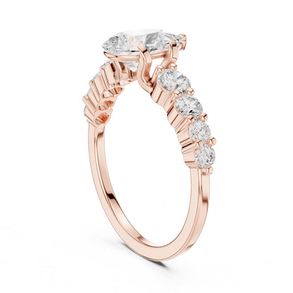 Pear Accented Lab Grown Diamond Engagement Ring