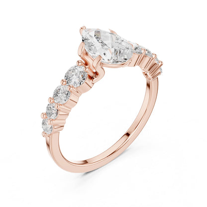 Pear Accented Lab Grown Diamond Engagement Ring