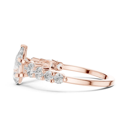 Pear Accented Lab Grown Diamond Engagement Ring