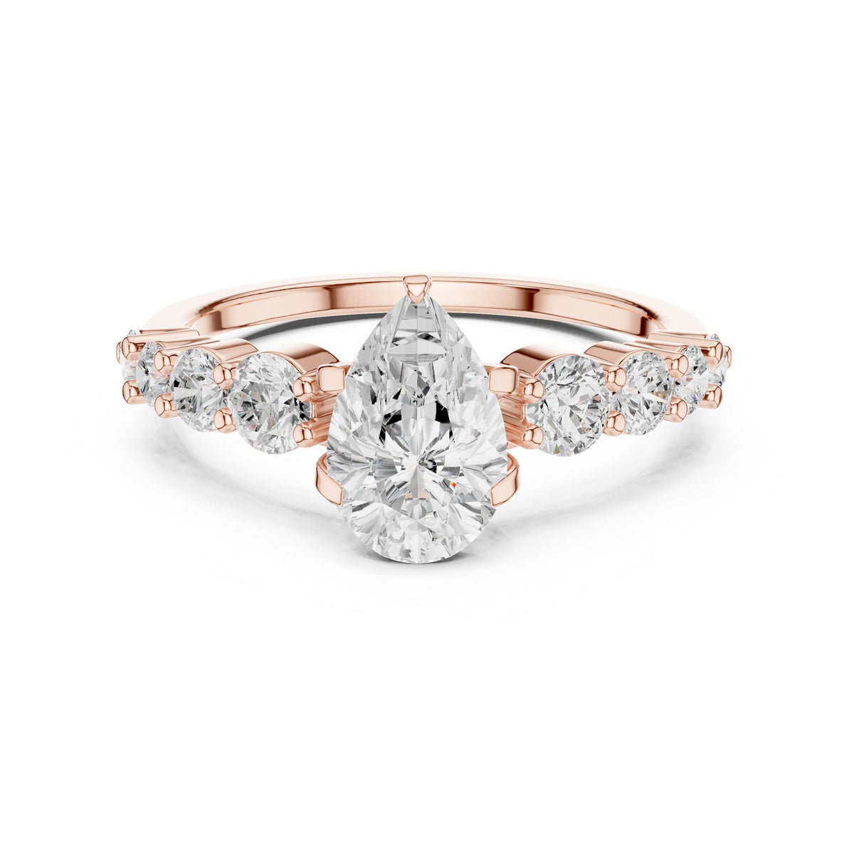 Pear Accented Lab Grown Diamond Engagement Ring