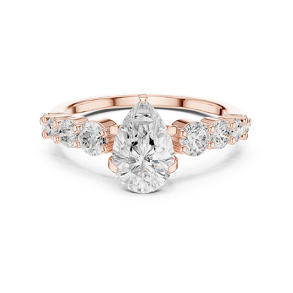 Pear Accented Lab Grown Diamond Engagement Ring
