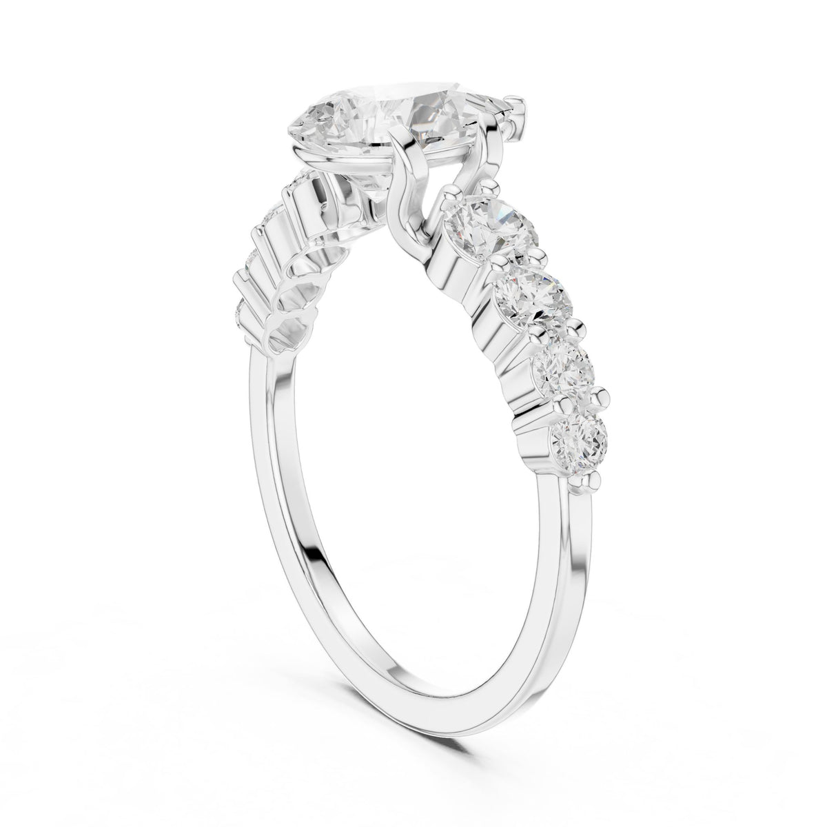 Pear Accented Lab Grown Diamond Engagement Ring