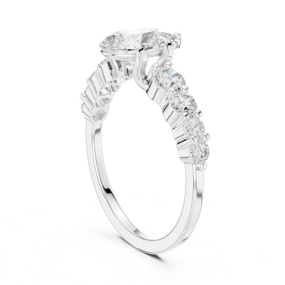 Pear Accented Lab Grown Diamond Engagement Ring
