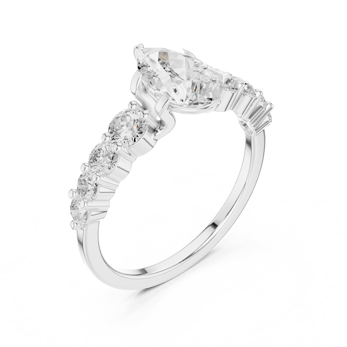 Pear Accented Lab Grown Diamond Engagement Ring