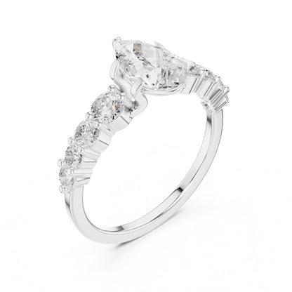 Pear Accented Lab Grown Diamond Engagement Ring