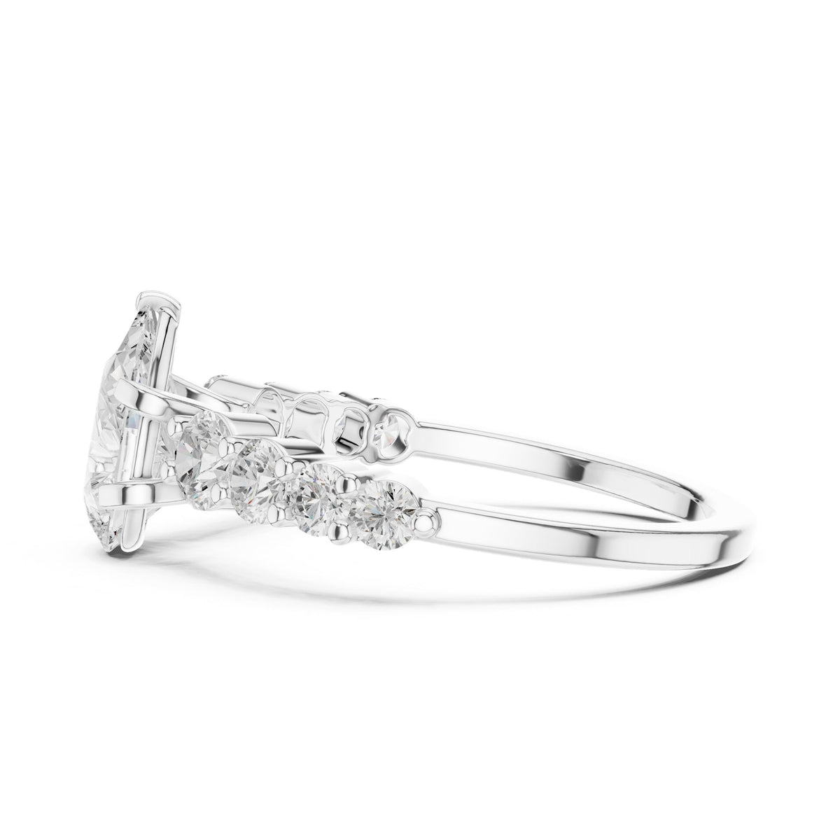 Pear Accented Lab Grown Diamond Engagement Ring