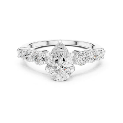 Pear Accented Lab Grown Diamond Engagement Ring