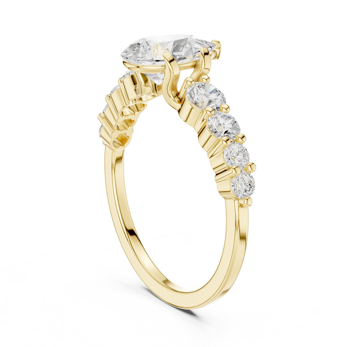 Pear Accented Lab Grown Diamond Engagement Ring