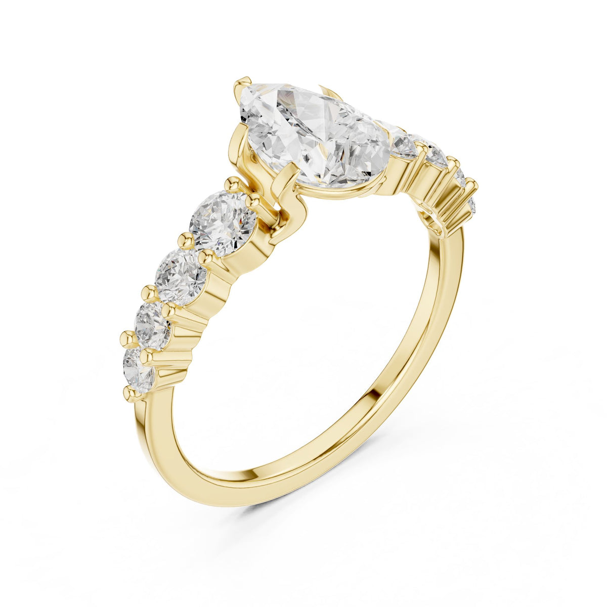 Pear Accented Lab Grown Diamond Engagement Ring