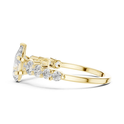 Pear Accented Lab Grown Diamond Engagement Ring